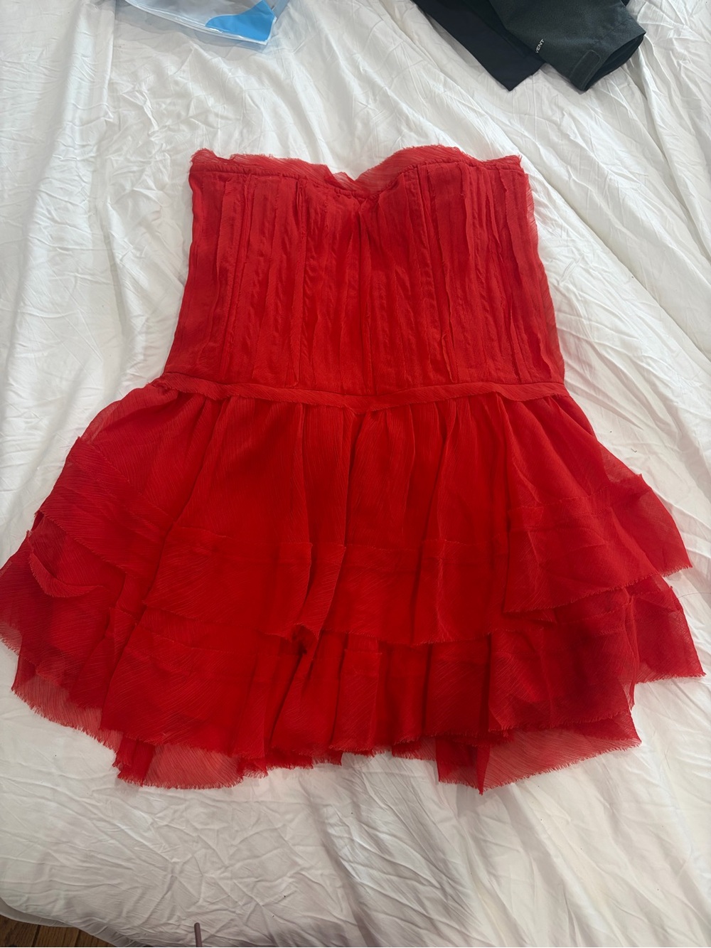 ASOS Red Strapless Tiered Skater Mini dress